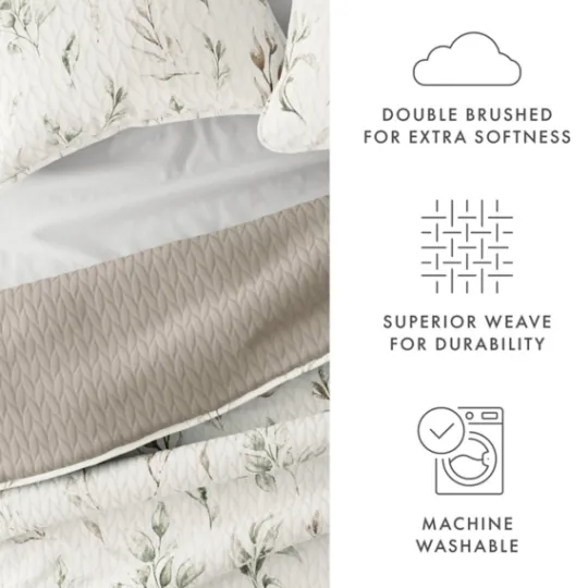 Kirkland's Home Watercolor Leaves Reversible 2-Pc. Twin Quilt Set- Quilts