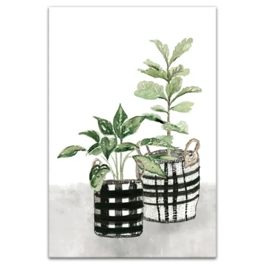Kirkland's Home Watercolor Plaid Vase Canvas Art Print, 20X30 In.- Canvas Art