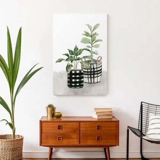 Kirkland's Home Watercolor Plaid Vase Canvas Art Print, 20X30 In.- Canvas Art