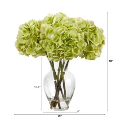 Kirkland's Home Watered Hydrangea Bouquet In Round Glass Vase- Arrangements & Greenery