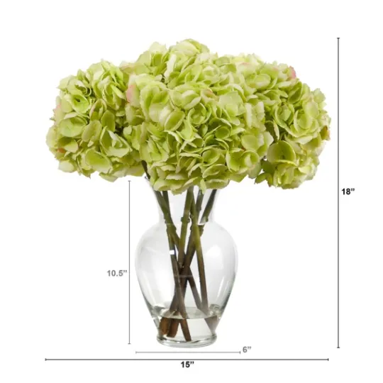 Kirkland's Home Watered Hydrangea Bouquet In Round Glass Vase- Arrangements & Greenery