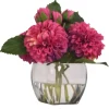 Kirkland's Home Watered Magenta Dahlia Bouquet In Glass Vase- Arrangements & Greenery
