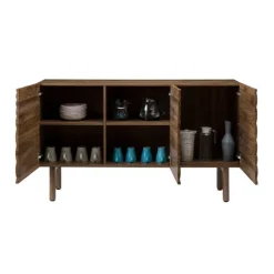 Kirkland's Home Wavy Wood 3-Door Sideboard Cabinet- Cabinets & Sideboards