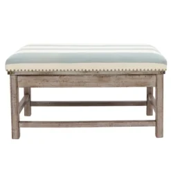 Kirkland's Home Weathered Blue And White Striped Bench- Benches & Ottomans