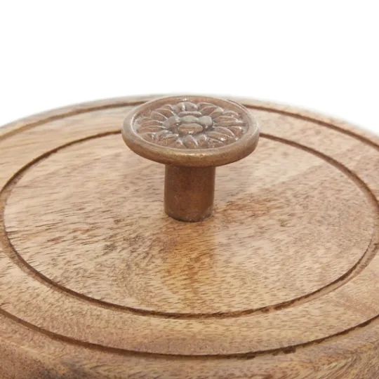 Kirkland's Home Weathered Ivory Jars With Wooden Lids, Set Of 3- Decorative Bowls & Jars