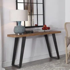 Kirkland's Home Weathered Oak And Metal Console Table- Console Tables