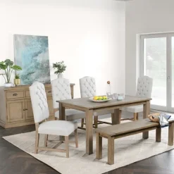 Kirkland's Home Weathered Pine Wood Dining Table- Dining Tables
