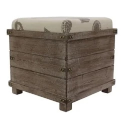 Kirkland's Home Weathered Square Seashell Storage Ottoman- Benches & Ottomans