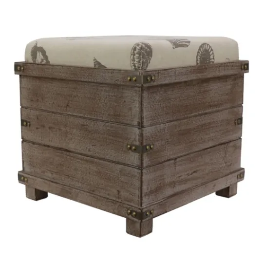 Kirkland's Home Weathered Square Seashell Storage Ottoman- Benches & Ottomans