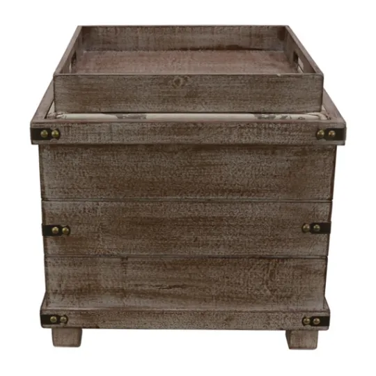 Kirkland's Home Weathered Square Seashell Storage Ottoman- Benches & Ottomans