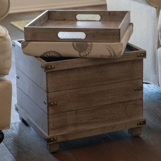 Kirkland's Home Weathered Square Seashell Storage Ottoman- Benches & Ottomans