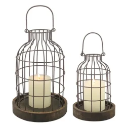Kirkland's Home Weathered Wood And Metal Lanterns, Set Of 2- Lanterns