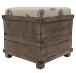 Kirkland's Home Weathered Wood Seashell Storage Ottoman- Benches & Ottomans