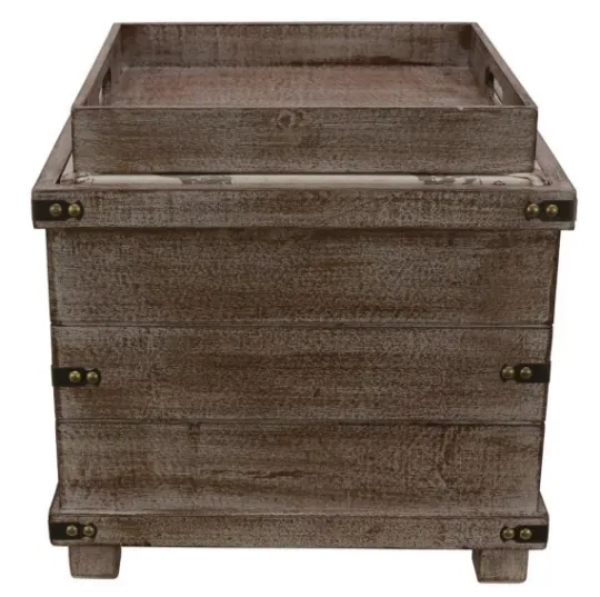 Kirkland's Home Weathered Wood Seashell Storage Ottoman- Benches & Ottomans
