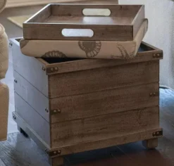 Kirkland's Home Weathered Wood Seashell Storage Ottoman- Benches & Ottomans