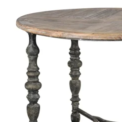 Kirkland's Home Weathered Wood Top Rustic Metal Base Accent Table- Accent & End Tables