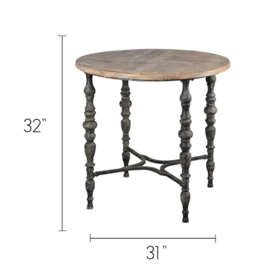Kirkland's Home Weathered Wood Top Rustic Metal Base Accent Table- Accent & End Tables
