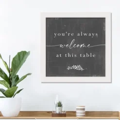 Kirkland's Home Welcome At This Table White Framed Canvas Print- Wall Quotes & Signs