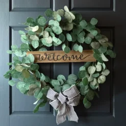Kirkland's Home Welcome Bow Eucalyptus Wreath, 24 In.- Wreaths