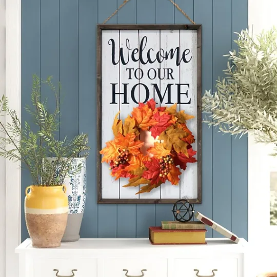 Kirkland's Home Welcome Interchangeable Wreath Wall Plaque- Wall Quotes & Signs