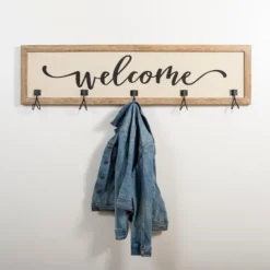 Kirkland's Home Welcome Linen Framed Wall Hooks- Hooks