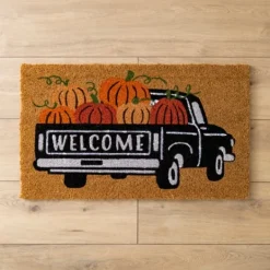 Kirkland's Home Welcome Truck With Pumpkins Doormat- Doormats