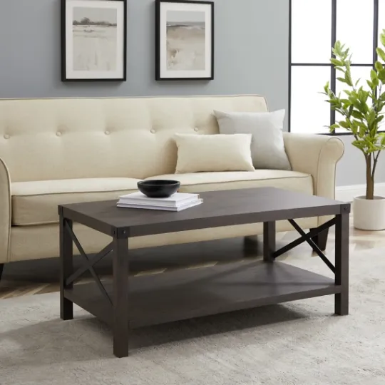Kirkland's Home Wenge Brown X-Frame Coffee Table- Coffee Tables