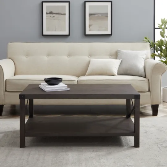 Kirkland's Home Wenge Brown X-Frame Coffee Table- Coffee Tables