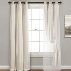 Kirkland's Home Wheat Curtain Panel Set With Overlay, 120 In.- Curtains & Drapes