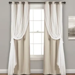Kirkland's Home Wheat Curtain Panel Set With Overlay, 108 In.- Curtains & Drapes