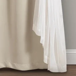 Kirkland's Home Wheat Curtain Panel Set With Overlay, 108 In.- Curtains & Drapes