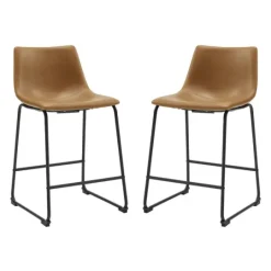 Kirkland's Home Whiskey Faux Leather Counter Stools, Set Of 2- Bar Stools & Counter Height Stools