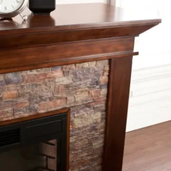 Kirkland's Home Whisky Maple And Stone Electric Fireplace- Tv Stands & Media Consoles