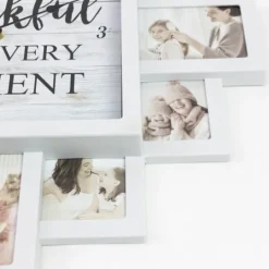 Kirkland's Home White 12 Photo Frame Collage Thankful Clock- Clocks