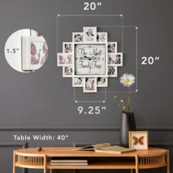 Kirkland's Home White 12 Photo Frame Collage Family Time Clock- Clocks
