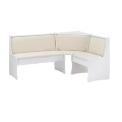 Kirkland's Home White And Beige Upholstered 3-Pc Dining Nook Set- Dining Sets