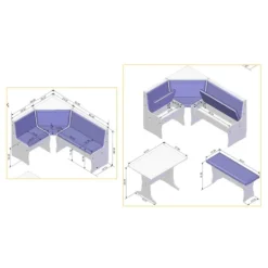 Kirkland's Home White And Beige Upholstered 3-Pc Dining Nook Set- Dining Sets