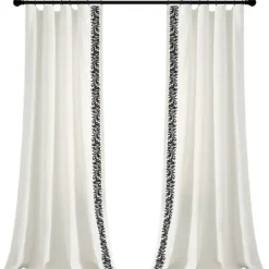 Kirkland's Home White And Black Embroidered Curtain Panel, 84 In.- Curtains & Drapes