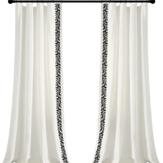 Kirkland's Home White And Black Embroidered Curtain Panel, 84 In.- Curtains & Drapes