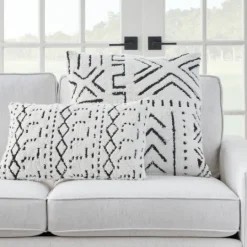 Kirkland's Home White And Black Tufted Geo Throw Pillow- Pillows