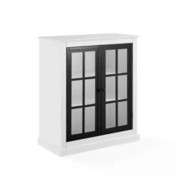 Kirkland's Home White And Black Windowpane Doors Cabinet- Cabinets & Sideboards