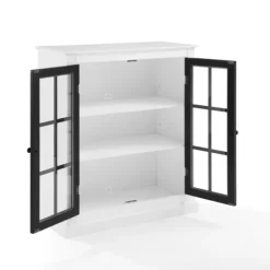 Kirkland's Home White And Black Windowpane Doors Cabinet- Cabinets & Sideboards