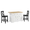 Kirkland's Home White And Black Wood 3-Pc. Kitchen Island Set- Kitchen Islands & Bar Carts