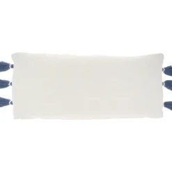 Kirkland's Home White And Blue Braided Stripe Lumbar Pillow- Pillows