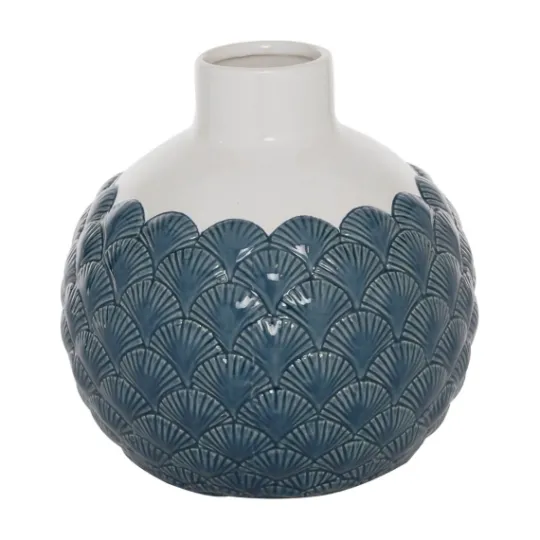 Kirkland's Home White And Blue Coastal Ceramic Vase, 8 In.- Vases
