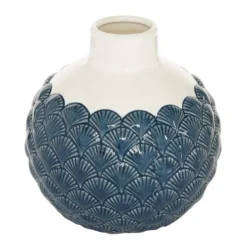 Kirkland's Home White And Blue Coastal Ceramic Vase, 8 In.- Vases