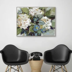 Kirkland's Home White And Blue Hydrangeas Framed Canvas Art Print- Framed Art