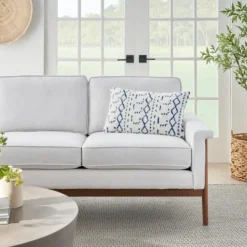 Kirkland's Home White And Blue Tufted Geo Lumbar Pillow- Pillows