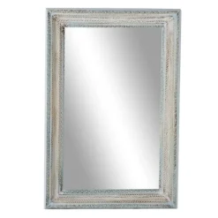 Kirkland's Home White And Blue Wood Frame Mirror, 32X48 In.- Framed Mirrors