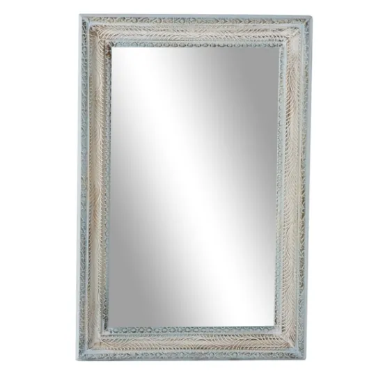 Kirkland's Home White And Blue Wood Frame Mirror, 32X48 In.- Framed Mirrors
